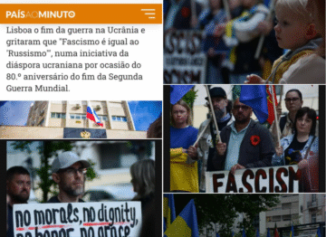 Десятки людей вчора скандували біля російського посольства в Ліссабоні: “Фашизм дорівнює рашизму!”