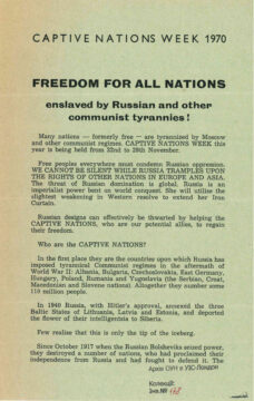 Неделя порабощенных народов 1970: Свобода всем народам, порабощенным русской и другими коммунистическими тираниями!